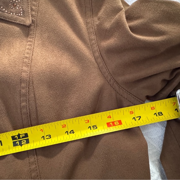 Moschino Jeans Suede ruffle jacket brown, size8 - Picture 9 of 11